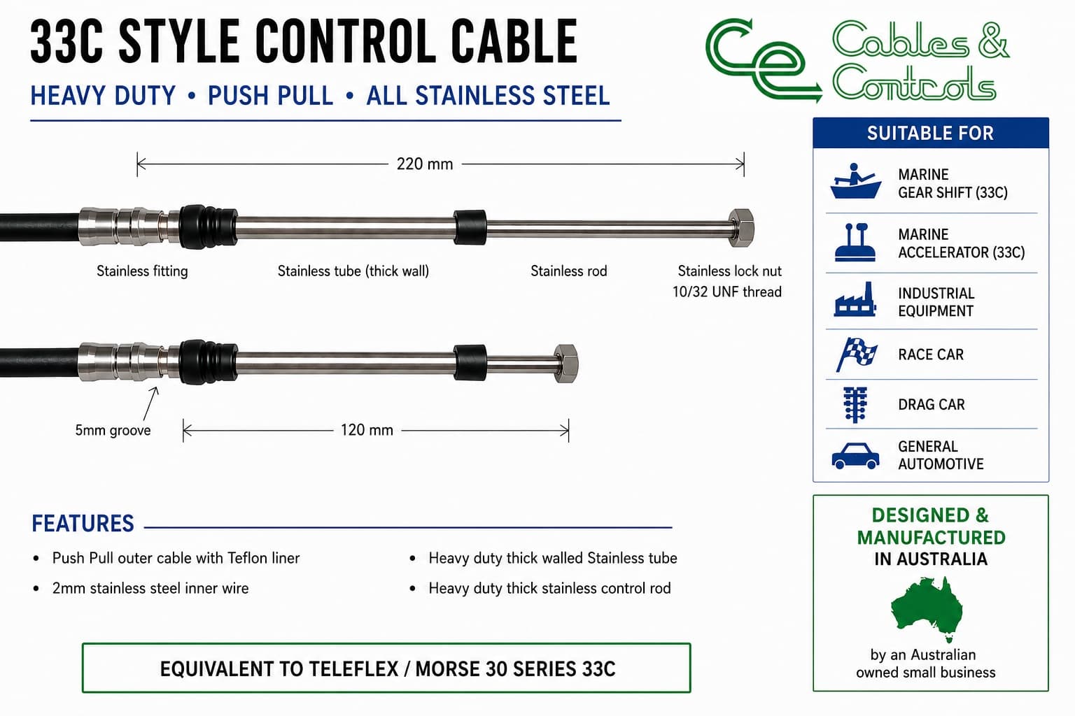33C Outboard Control Cable