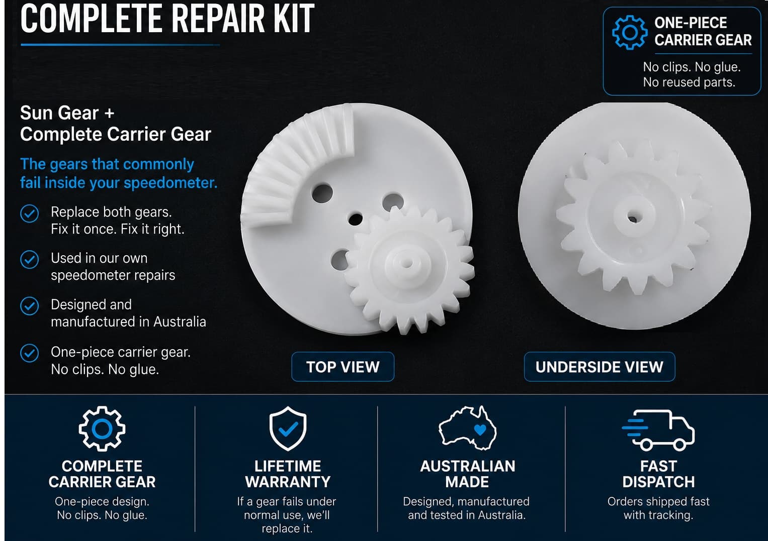 Complete Odometer Gear Repair Kit. 25 tooth sun & carrier