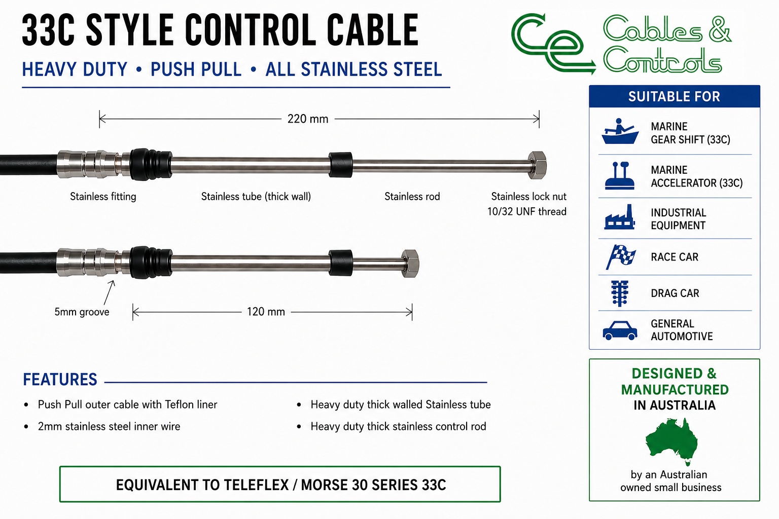 33C Outboard Control Cable